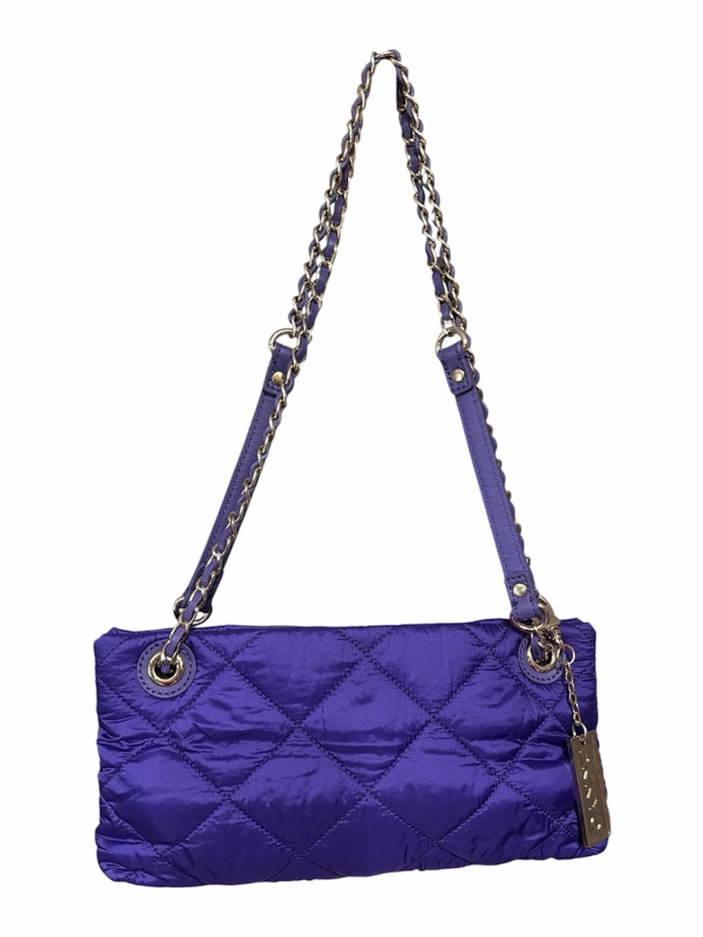 DKNYC Purple Quilted Shoulder Bag with Gold Chain Strap - Picture 2 of 7